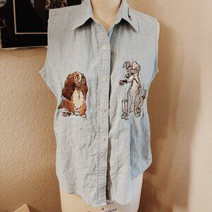 Vintage Disney Lady and the Tramp Denim Blouse